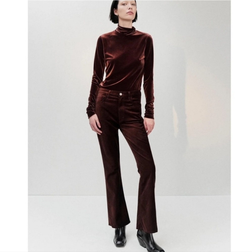 Agolde Nico Velvet Bootcut Pants in Chocolate Milk Women's Size 29 New Party